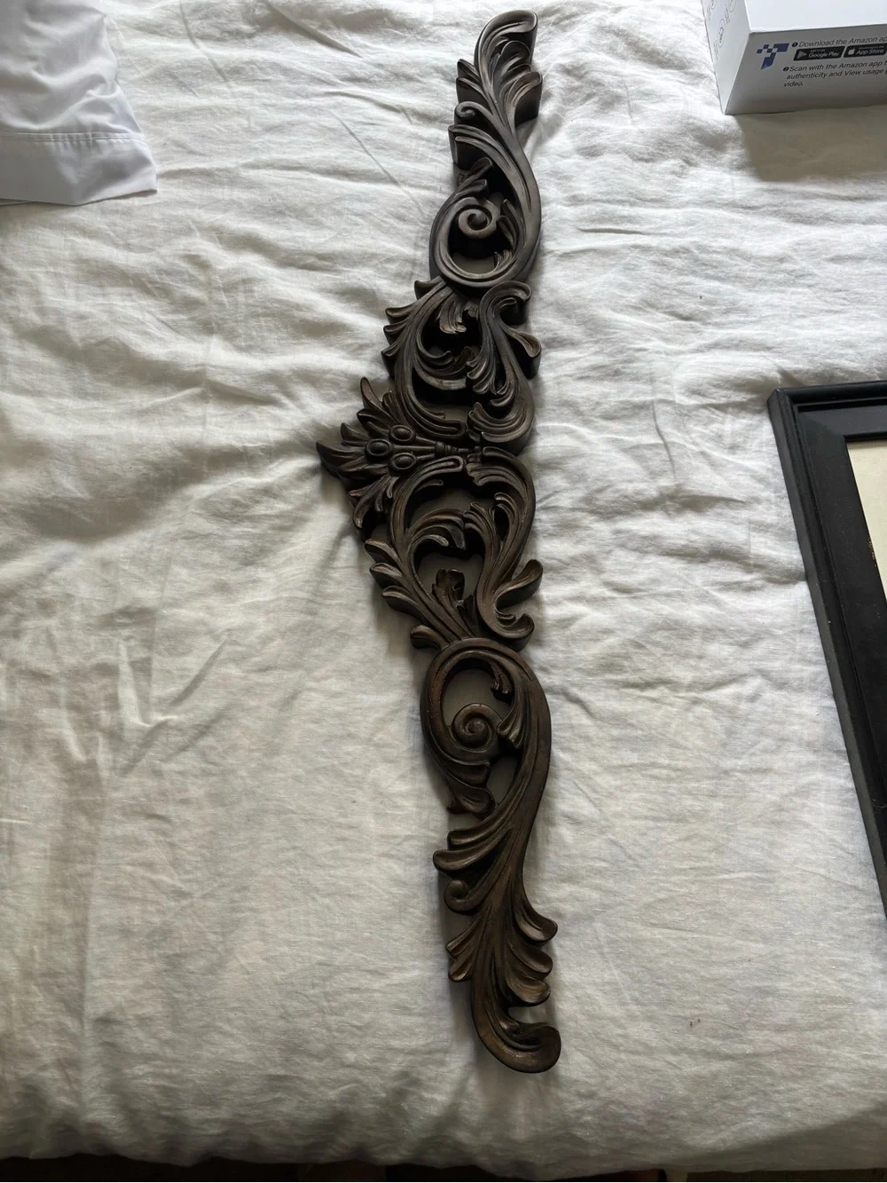 Ornate Brown Carved Wall Accent - Decorative Home Wall Decor